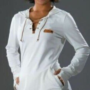 All-Sport Couture Womens NFL Seattle Seahawks Game On Cream Hoodie Top New